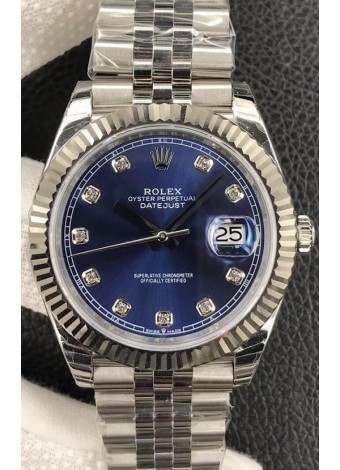 Rolex Datejust 36MM Movimiento ETA-3135 Réplica Suiza en Acero 904L en Dial Azul 
