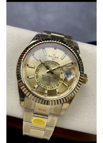 Rolex Sky-Dweller Oro Amarillo Oyster 42MM Reloj Réplica a Espejo 1:1