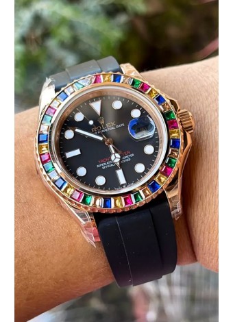 Rolex Yachtmaster 116695 Oro Everose Diamantes Cal.3235 Suizo Reloj Acero 904L 1:1