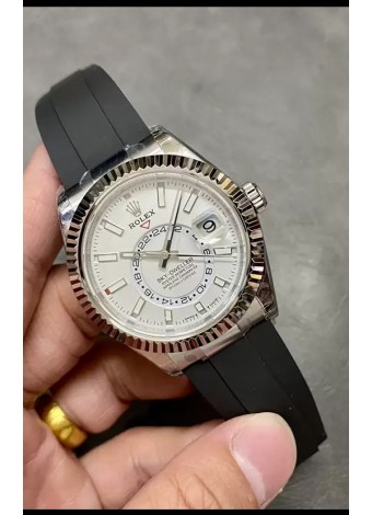 Rolex Sky-Dweller REF# M336235 Dial Blanco Reloj en Caja Acero 904L Réplica Espejo 1:1