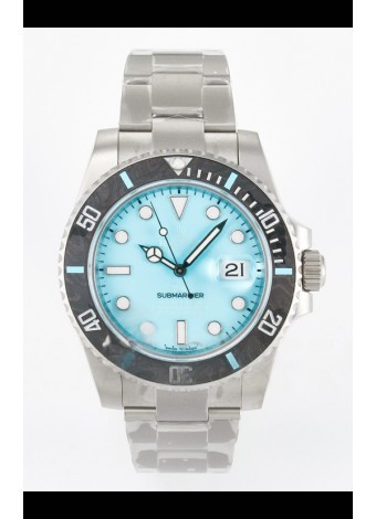 Rolex Submariner DiW con Caja de Acero Arenada y Bisel de Fibra de Carbono, Dial Tiffany Azul.