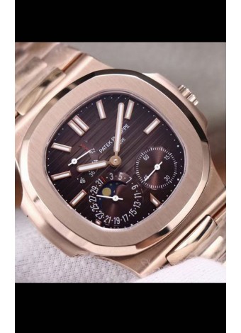 Patek Philippe Nautilus 5712/R Reloj Réplica calidad Espejo 1:1 Dial Marrón Correa de Oro