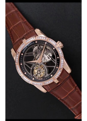 Roger Dubuis Excalibur Spider Flying Tourbillon Caja tipo Skeleton Caja de Titanio Reloj Suizo a Espejo 1:1