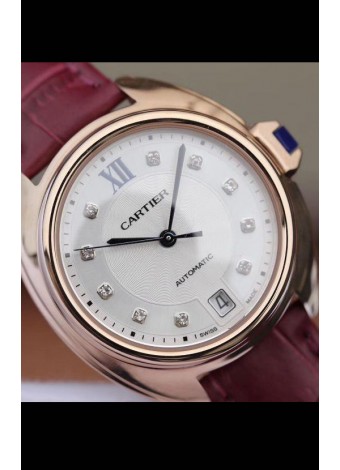 Cle De Cartier Automatic Swiss Replica Watch in Oro Rosado Casing - 35MM