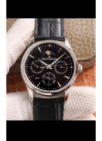 Jaeger LeCoultre Master Ultra Fino Calendario Perpetual Reloj Réplica Suizo en Dial Negro