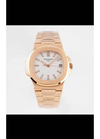 Patek Philippe Nautilus 5711/1R-001 Reloj Réplica a Espejo 1:1 En Acero 904L Oro Rosado Dial Blanco
