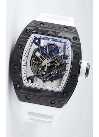 Richard Mille RM055 Caja de Carbono Forjado Reloj Réplica a espejo 1:1 Correa Blanca