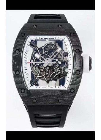 Richard Mille RM055 Caja de Carbono Forjado Reloj Réplica a espejo 1:1 Correa Negra