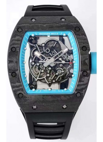 Richard Mille RM055 Caja de Carbono Forjado Reloj Réplica a espejo 1:1 Correa Negra