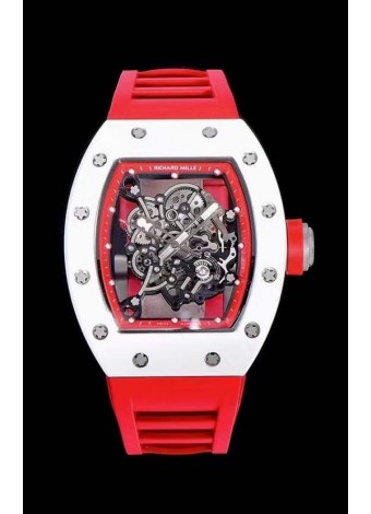 Richard Mille RM055 Caja Cerámica Reloj Réplica a espejo 1:1 en Correa Roja