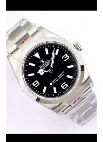 Rolex Explorer I Dial Negro - Acero 904L en Movimiento Suizo Automático 3235