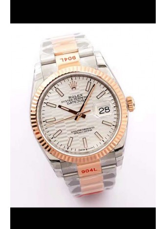 Rolex Datejust Dial Fluted-Motif 41MM Movimiento Cal.3135 Reloj Réplica Suizo en Caja de Acero 904L de Dos Tonos