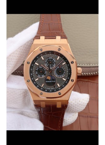 Audemars Piguet Royal Oak Calendario Perpetuo Reloj Réplica Suizo Caja de Oro Rosado - Dial Gris