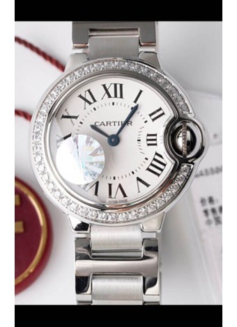 Ballon De Cartier Reloj Suizo Calidad a Espejo 1:1 28MM Caja en Acero Dial Blanco