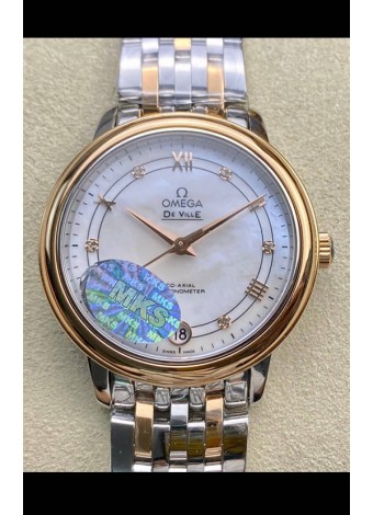Omega De-Ville Caja Dos Tonos Oro Rosado Réplica a Espejo 1:1 33MM 