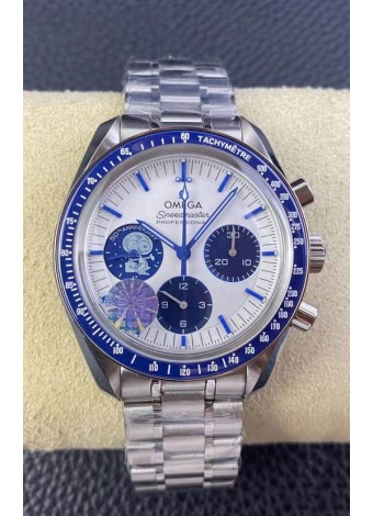 Omega Speedmaster Silver Snoopy Réplica Espejo 1:1 (Globo Rotatorio y Snoopy en la parte Trasera)