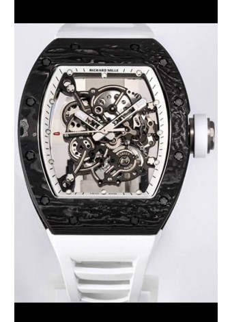 Richard Mille RM055 Caja Carbono Negra Reloj Réplica a Espejo 1:1 Correa Blanca
