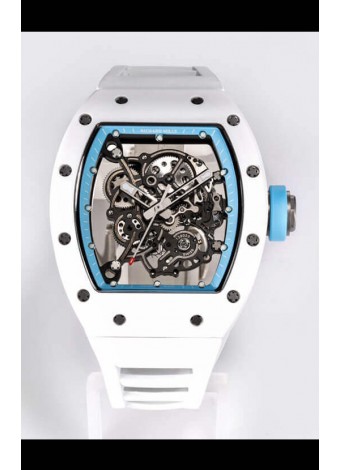 Richard Mille RM055 Caja Cerámica Blanca Reloj Réplica a Espejo 1:1 Correa Blanca