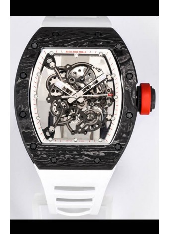 Richard Mille RM055 Caja Carbono Negra Reloj Réplica a Espejo 1:1 Correa Blanca