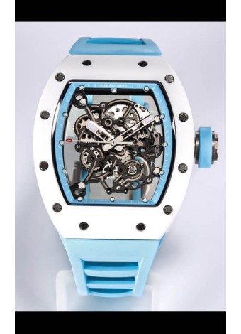 Richard Mille RM055 Caja Cerámica Blanca Reloj Réplica a Espejo 1:1 Correa Azul