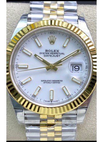 Rolex Datejust 126333 41MM Cal.3135 Reloj Réplica Suizo a Espejo 1:1 en 904L Dial Blanco
