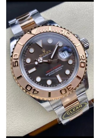 Rolex Yachtmaster 40 Oro Everose - Dial Oyster Marrón Acero Reloj Réplica Espejo 1:1 40MM en Caja de Acero 904L