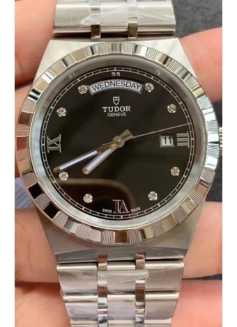 Tudor Reloj Edición Royal - Réplica Espejo 1:1 en Caja de Acero - Dial Diamantes Negro
