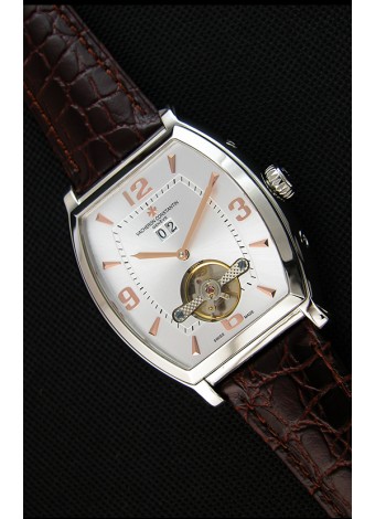Vacheron Constantin Malte Reloj Réplica Japonés Tourbillon Dial en Acero color Blanco