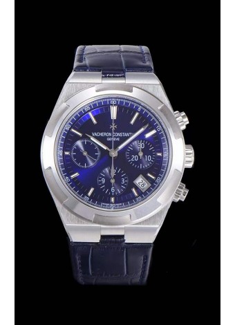 Vacheron Constantin Overseas Cronógrafo Dial Azul Reloj Réplica Suizo - Leather Strap