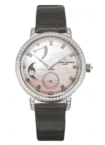 Vacheron Constantin Traditionelle Moon Phase Dial Madre Perla en Caja Acero Réplica Suiza