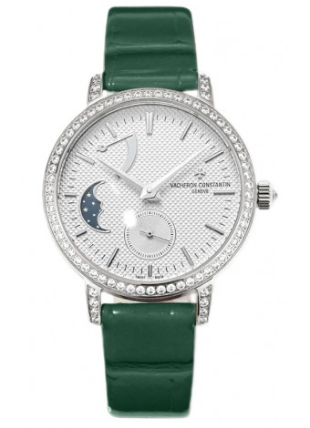 Vacheron Constantin Traditionelle Moon Phase Dial Blanco Caja Acero Réplica Suiza