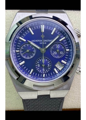 Vacheron Constantin Overseas Cronógrafo Acero 904L Dial Azul Reloj Réplica Suizo - Correa de Goma