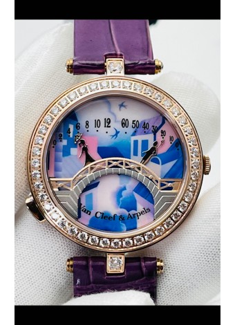 Van Cleef & Arpels Lady Arpels Pont des Amoureux en Oro Rosado Correa Morada