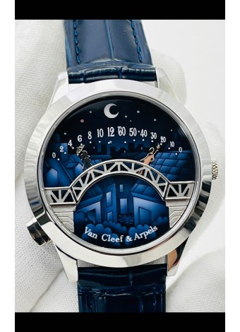 Van Cleef & Arpels Lady Arpels Pont des Amoureux en Acero Inoxidable Correa Azul Marino