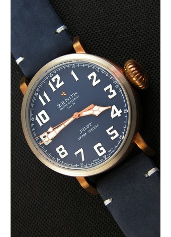 Zenith Pilot Type 20 Extra Special Vintage Style Dial Azul Reloj Réplica Suizo a Espejo 1:1