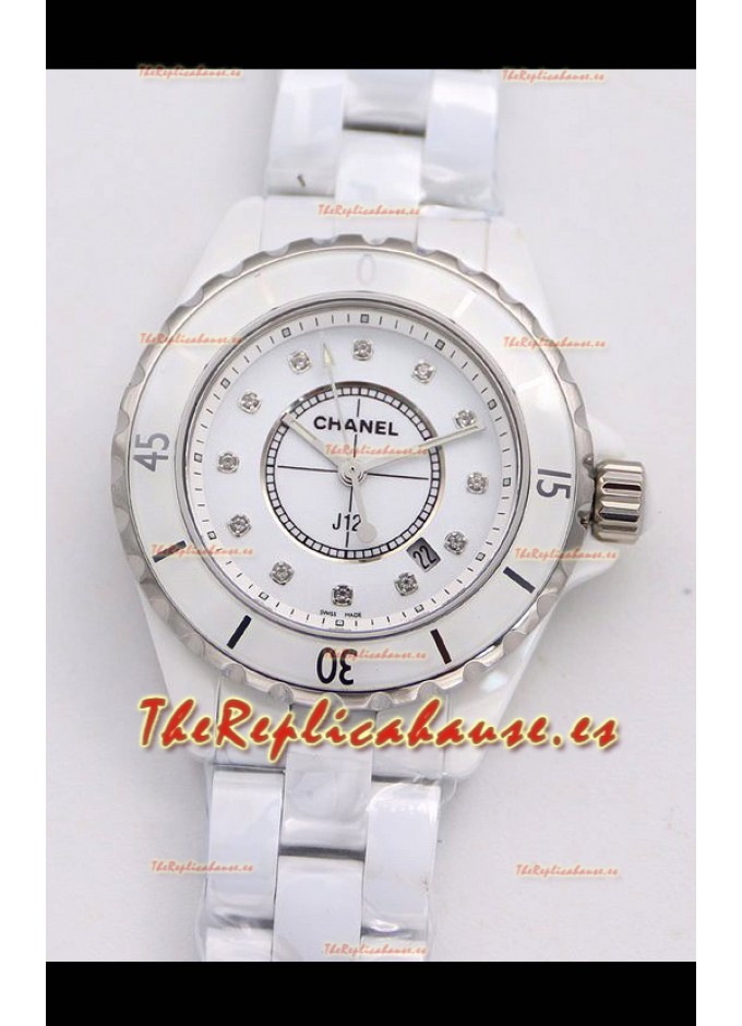 Chanel J12 Ladies Reloj Caja Cerámica Blanca Reloj Réplica Espejo 1:1