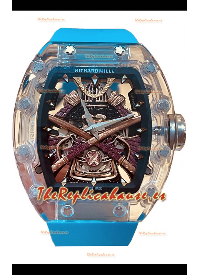 Richard Mille RM047 Samurai Genuino Tourbillon Reloj Correa Azul