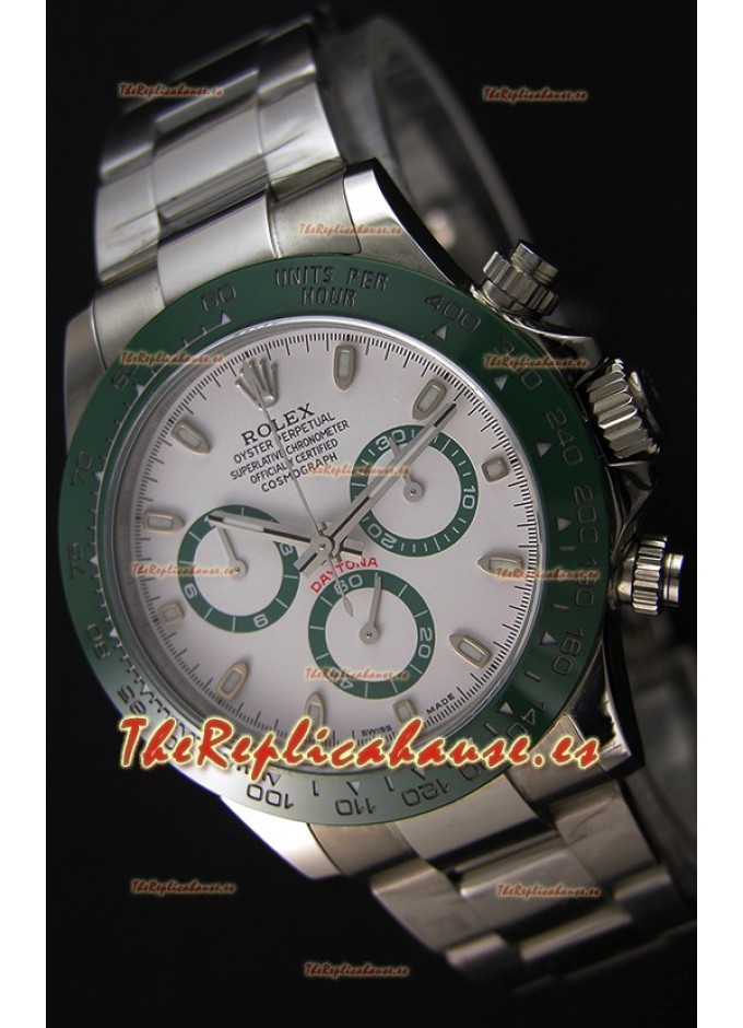 Rolex Cosmograph Daytona Dial Blanco Cerámica Verde Movimiento Original  Ultimate Reloj de Acero 904L