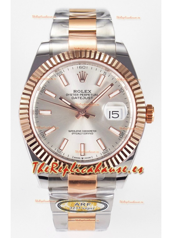 Rolex Super Clone Datejust ETA 3235 Movement 41MM Reloj Chapado en Oro  Rosado Dos Tonos Dial Acero