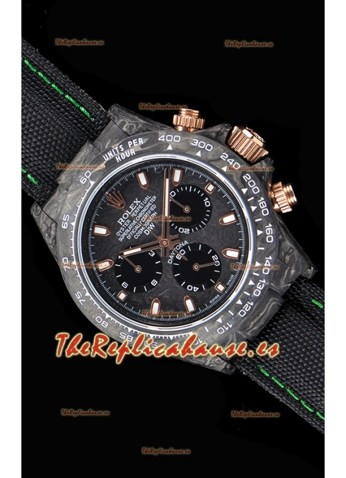 Rolex Daytona DiW Forged Reloj Réplica a espejo 1:1 Caja de Carbono con  Correa de Nylon