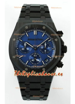 Reloj Royal Oak Chrono 26240 de cerámica negra con esfera azul, réplica de alta calidad