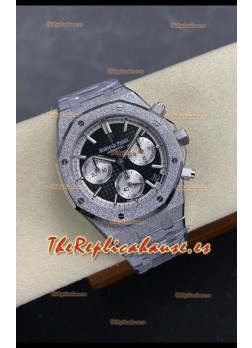 Reloj Royal Oak Chrono 26240 de oro blanco esmerilado con esfera negra, superclon