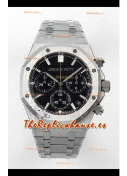 Reloj Royal Oak Chrono 26240 con esfera negra, MVMNT con volante de inercia variable, caja de acero, superclon