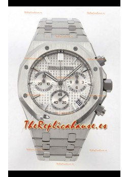 Reloj Royal Oak Chrono 26240 con esfera blanca, MVMNT con volante de inercia variable, caja de acero, superclon