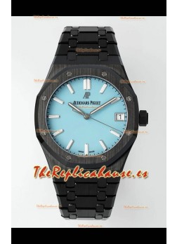 Reloj Royal Oak 15500 con esfera azul Tiffany y cerámica, réplica perfecta