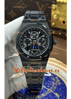 Reloj Royal Oak 26579CE con calendario perpetuo y cerámica negra, réplica de alta calidad