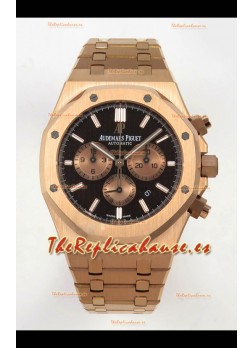 Reloj Royal Oak Chrono 26331 de oro rosa con esfera marrón, superclon