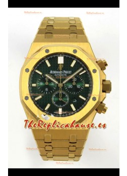 Reloj Royal Oak Chrono 26331 de oro amarillo con esfera verde, superclon