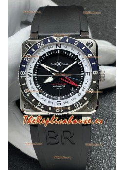 Reloj réplica suizo Bell and Ross BR03 GMT Compass con bisel azul/negro