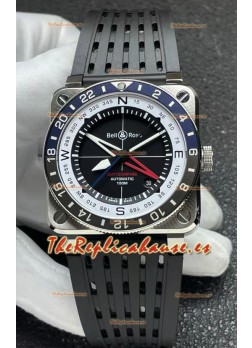 Reloj réplica suizo Bell and Ross BR03 GMT Compass con bisel azul/negro